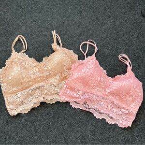 Pink and Beige Lace Bralettes - Lot of 2 - New without tags